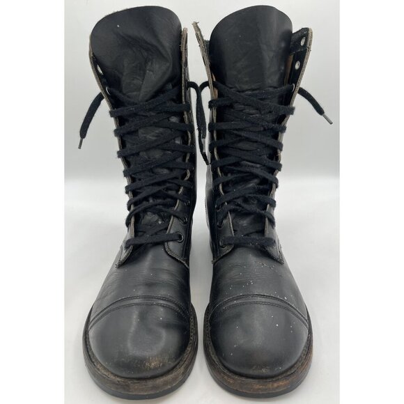 Vtg BFG BF Goodrich Military Combat Capped Toe Black Leather Jump Boot Size 10 main image 5